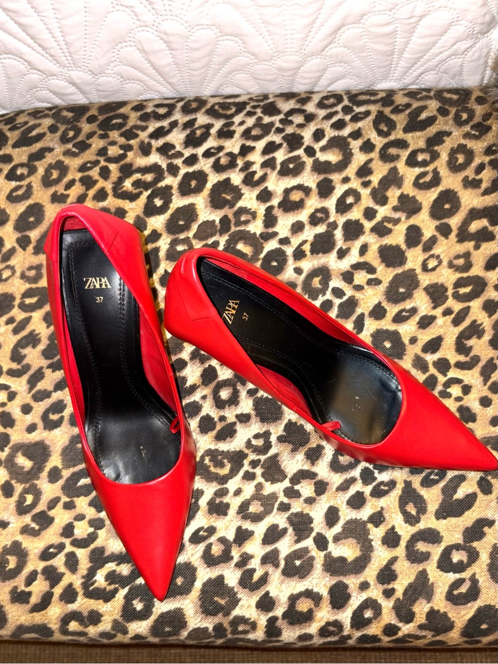ZARA Bright Red Pointed-Toe Heels